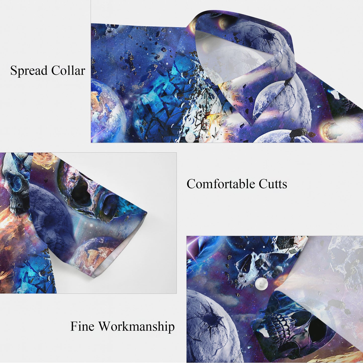 Cosmic Galaxy Skull Hawaiian Shirt for Men & Women Space Aloha