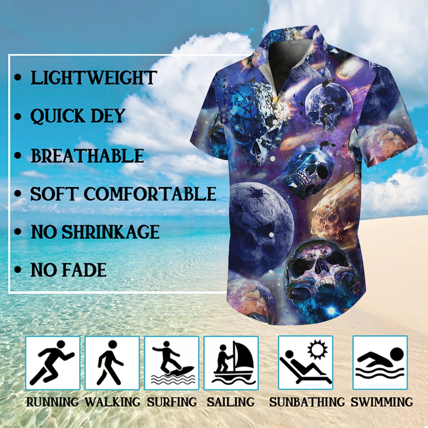 Cosmic Galaxy Skull Hawaiian Shirt for Men & Women Space Aloha