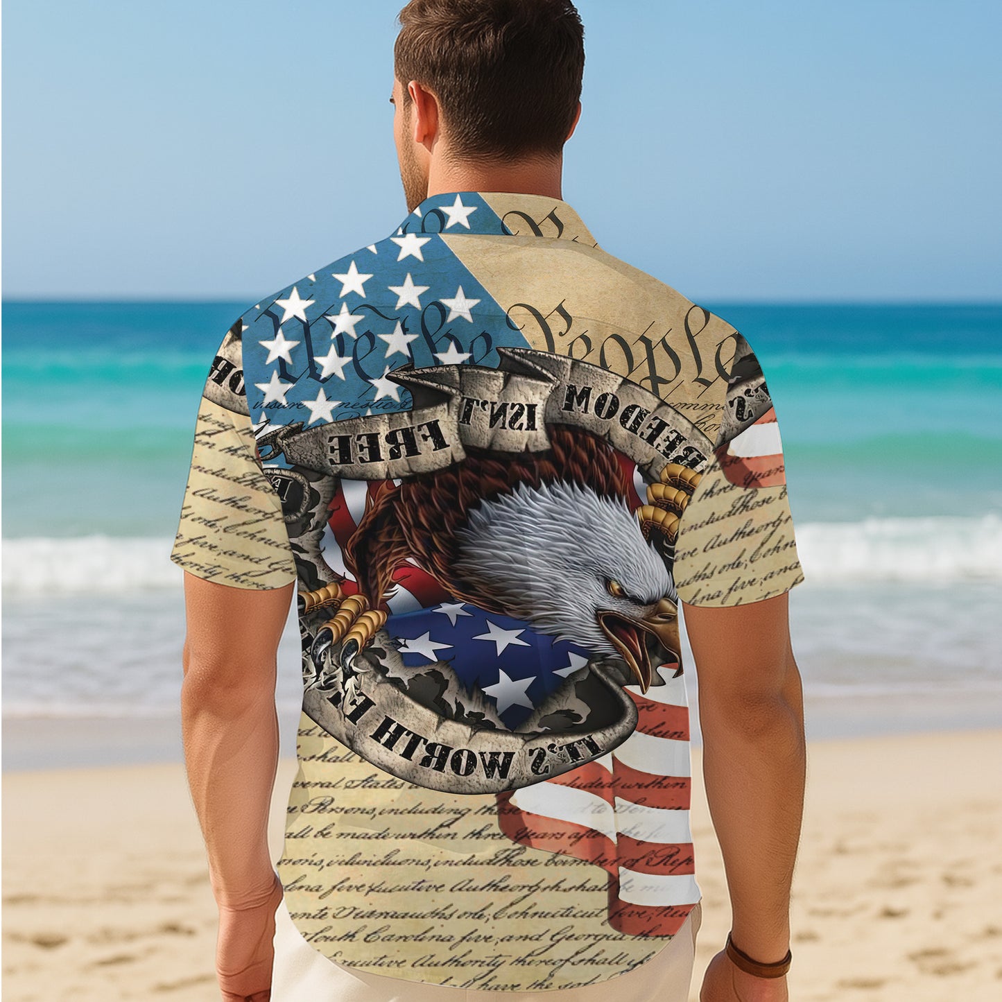 Patriotic Eagle US Flag Hawaiian Shirt for Men & Women We The People Aloha