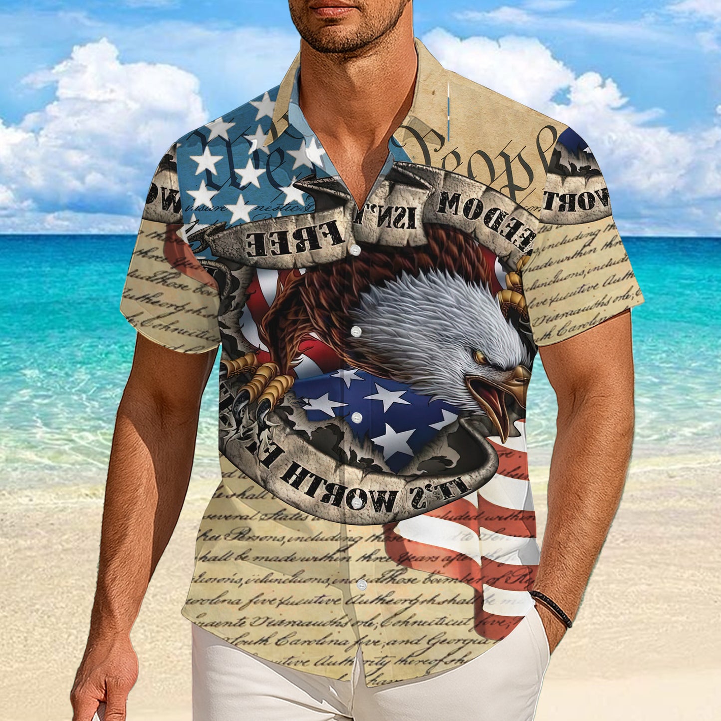 Patriotic Eagle US Flag Hawaiian Shirt for Men & Women We The People Aloha