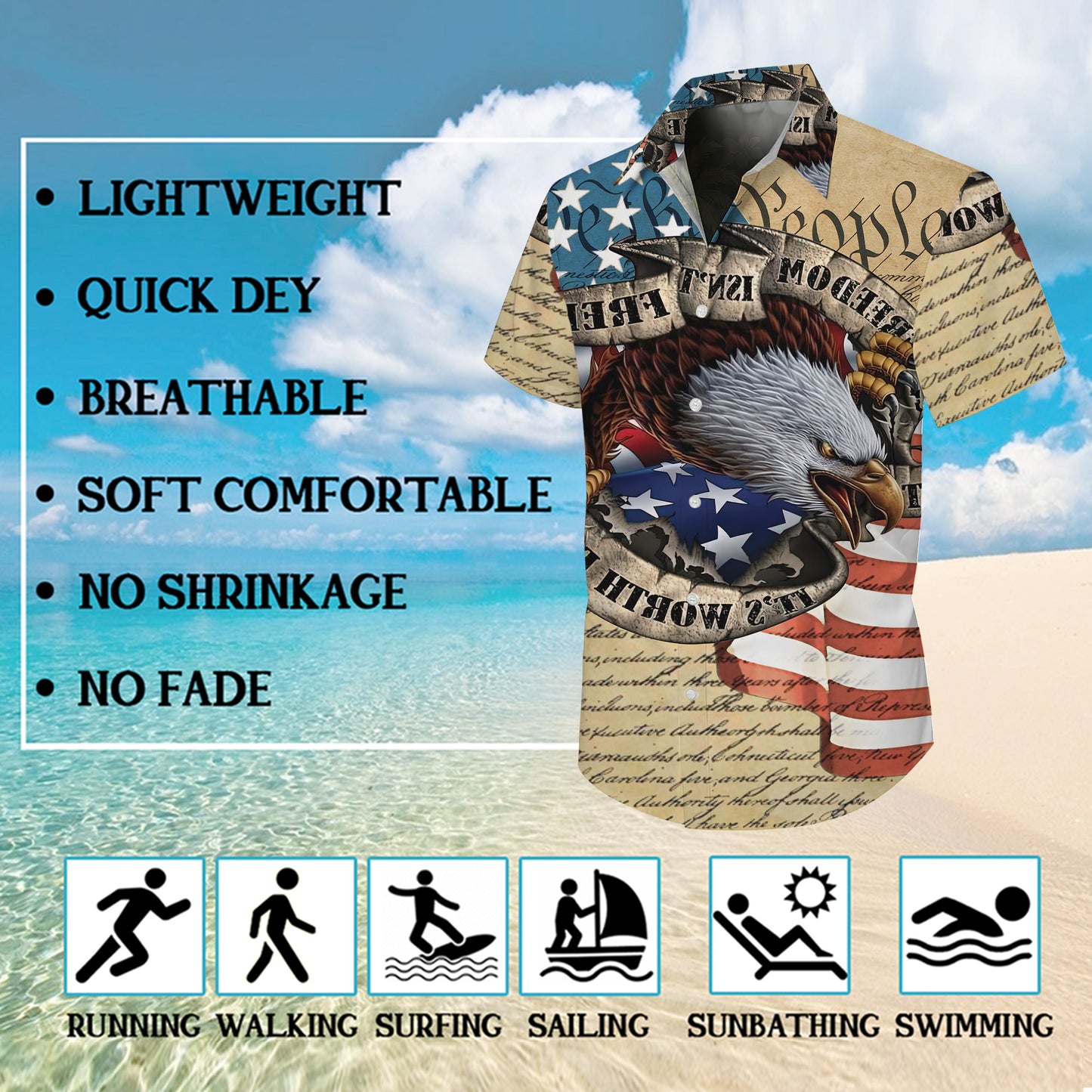 Patriotic Eagle US Flag Hawaiian Shirt for Men & Women We The People Aloha