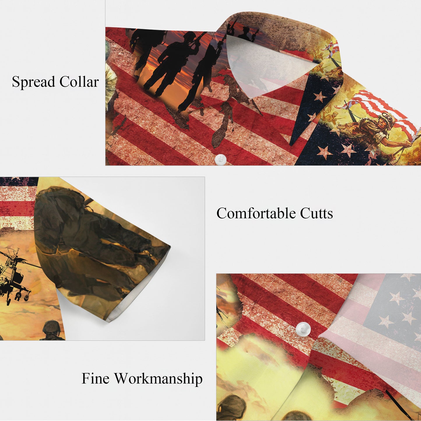 Patriotic Veteran Soldier Hawaiian Shirt for Men & Women USA Flag Aloha