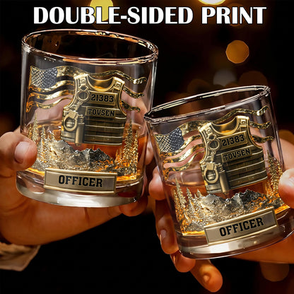Personalized Police Officer Whiskey Glass - Custom Name & Badge