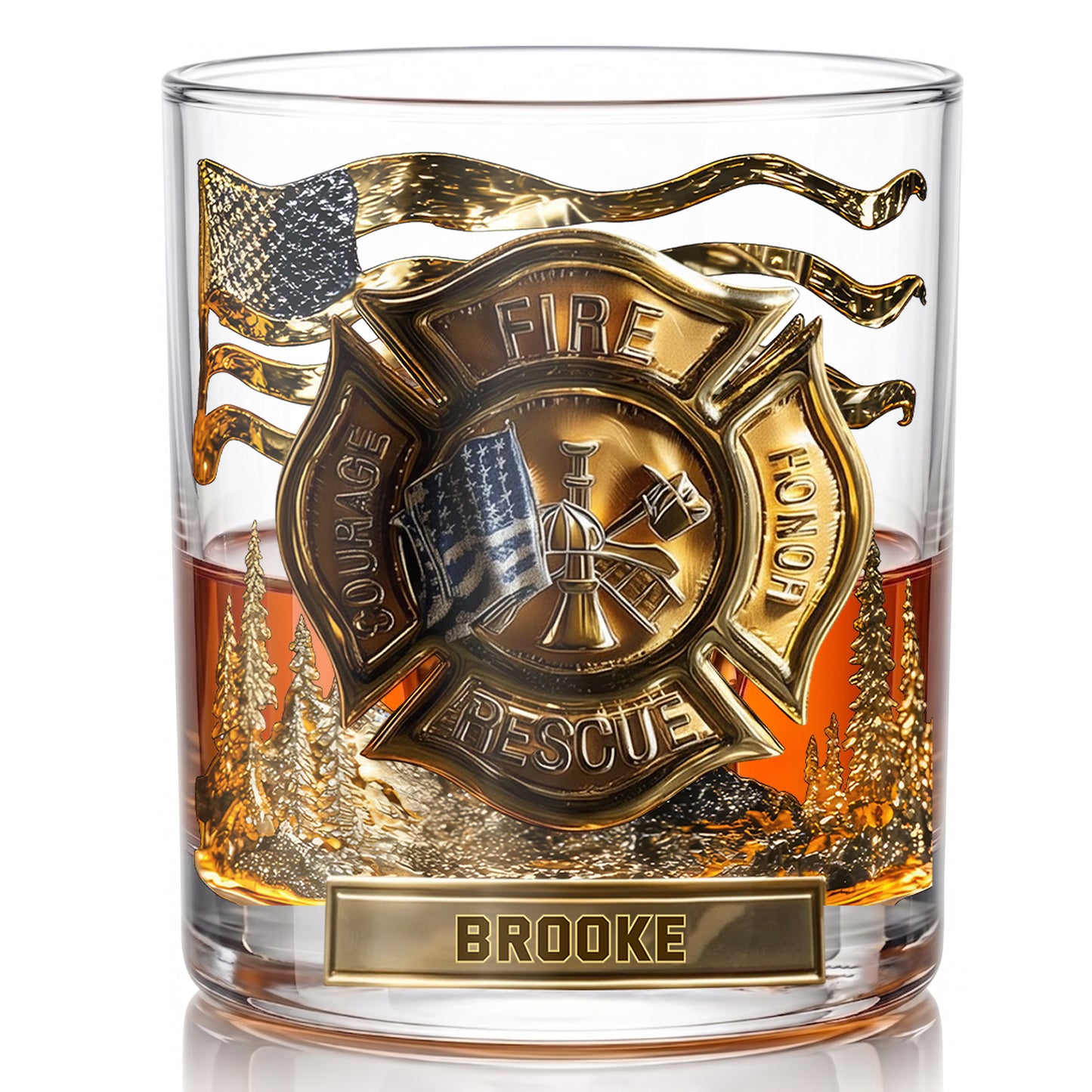 Personalized Firefighter Whiskey Glass, Custom Name Drinking Glass, 9oz, 10oz & 11oz