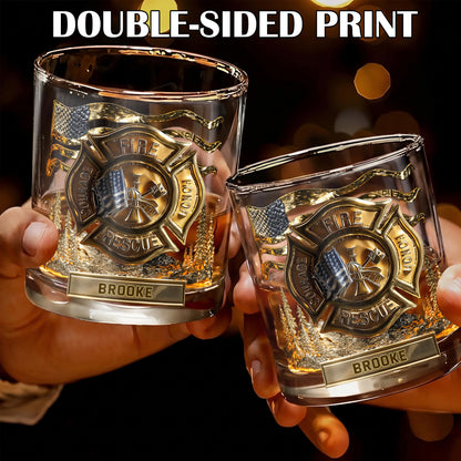 Personalized Firefighter Whiskey Glass, Custom Name Drinking Glass, 9oz, 10oz & 11oz