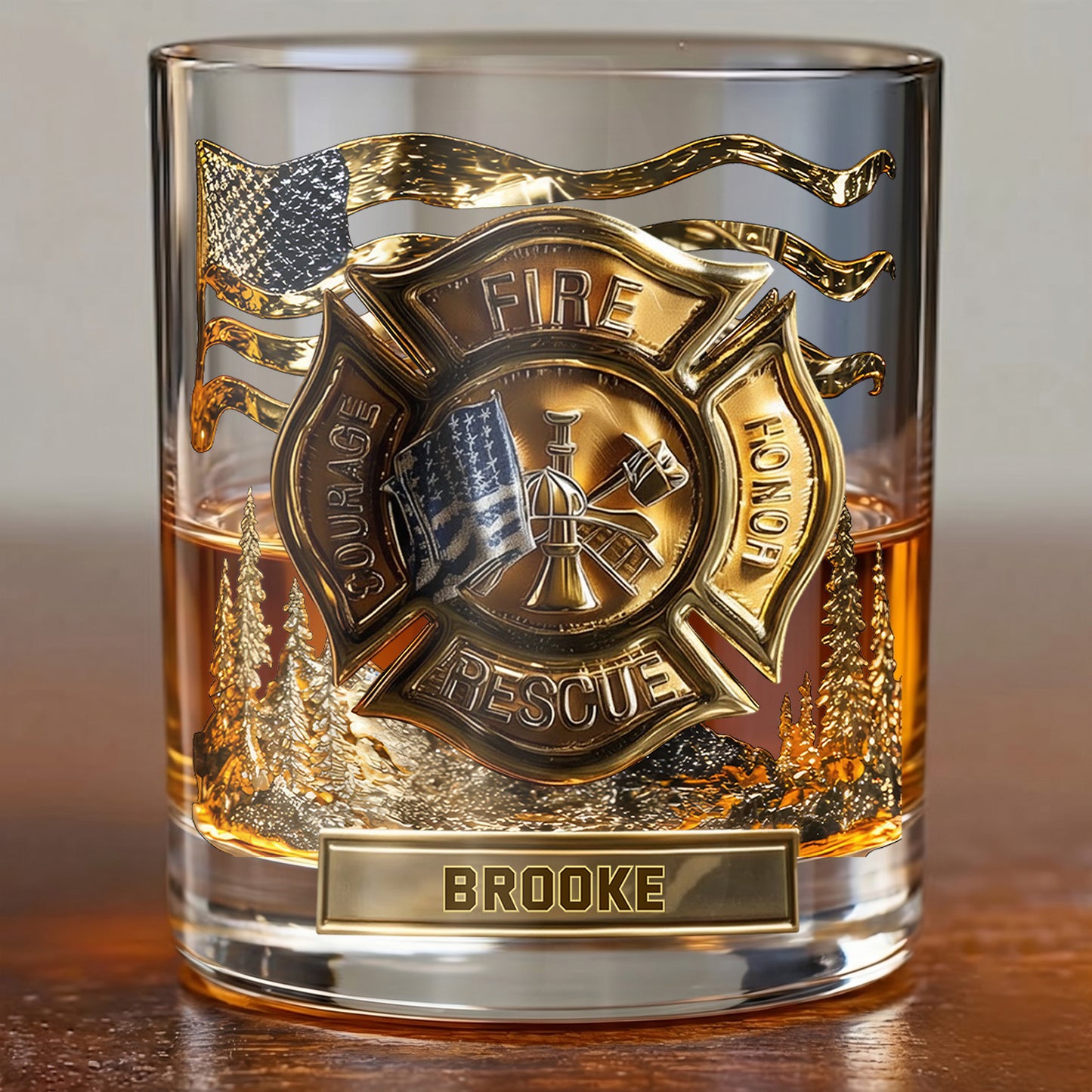 Personalized Firefighter Whiskey Glass, Custom Name Drinking Glass, 9oz, 10oz & 11oz