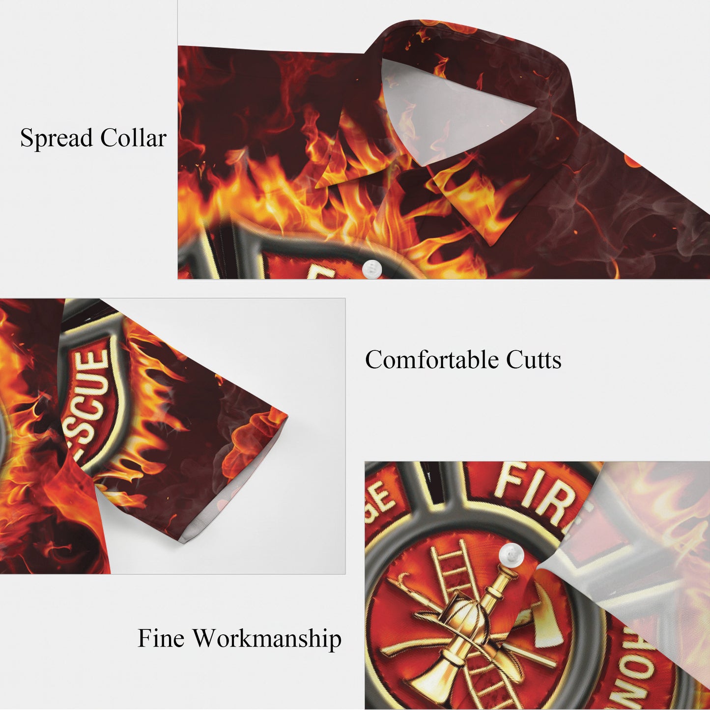 Firefighter Fire Rescue Hawaiian Shirt for Men & Women Flame Aloha