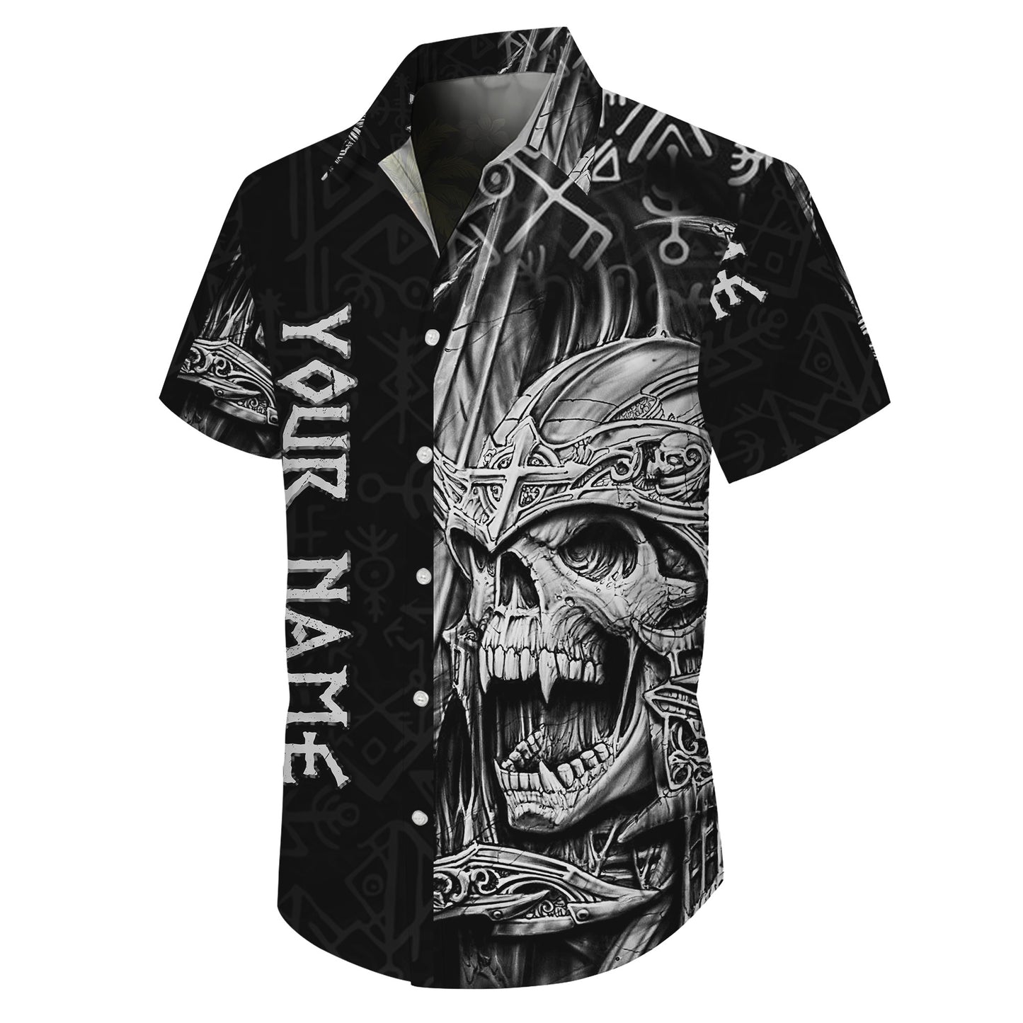 Personalized Gothic Warrior Skull Hawaiian Shirt for Men & Women Dark Aloha