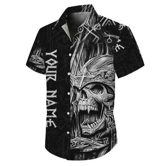 Personalized Gothic Warrior Skull Hawaiian Shirt for Men & Women Dark Aloha