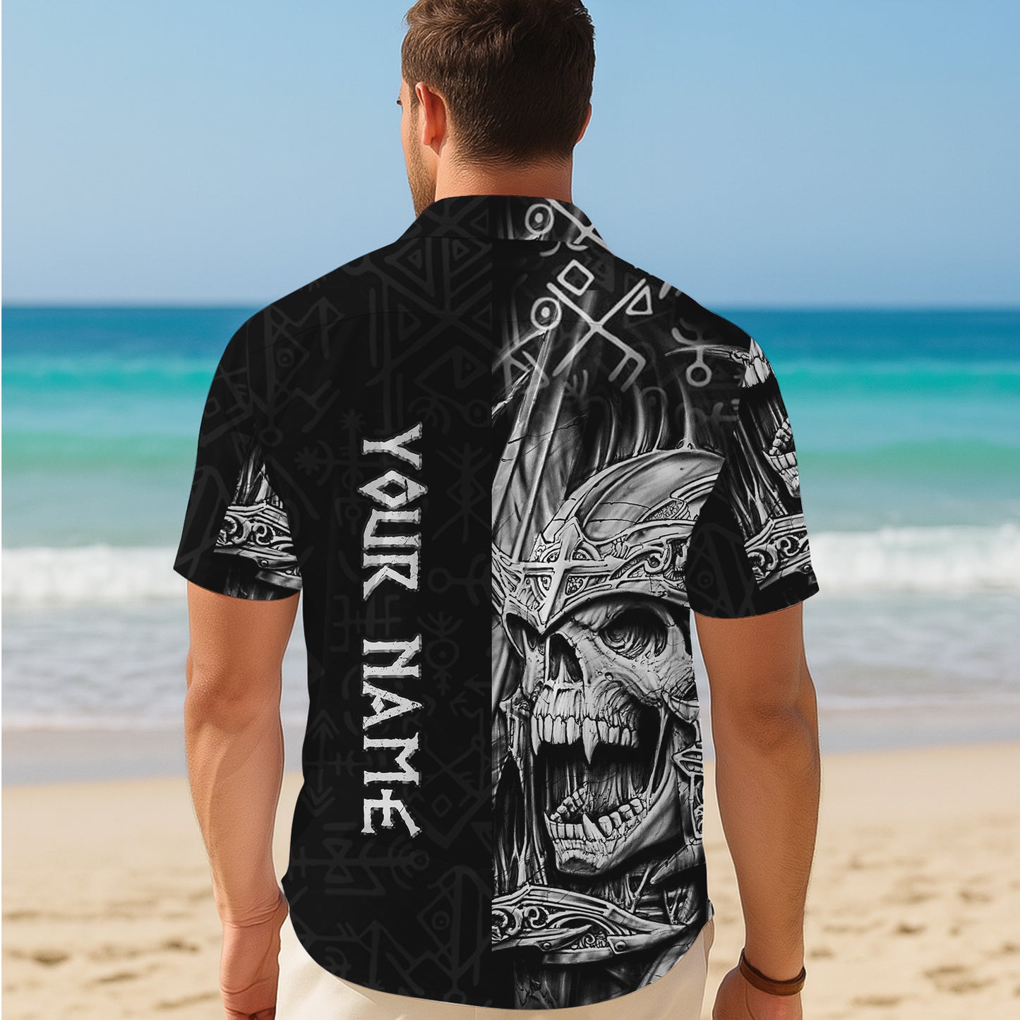 Personalized Gothic Warrior Skull Hawaiian Shirt for Men & Women Dark Aloha