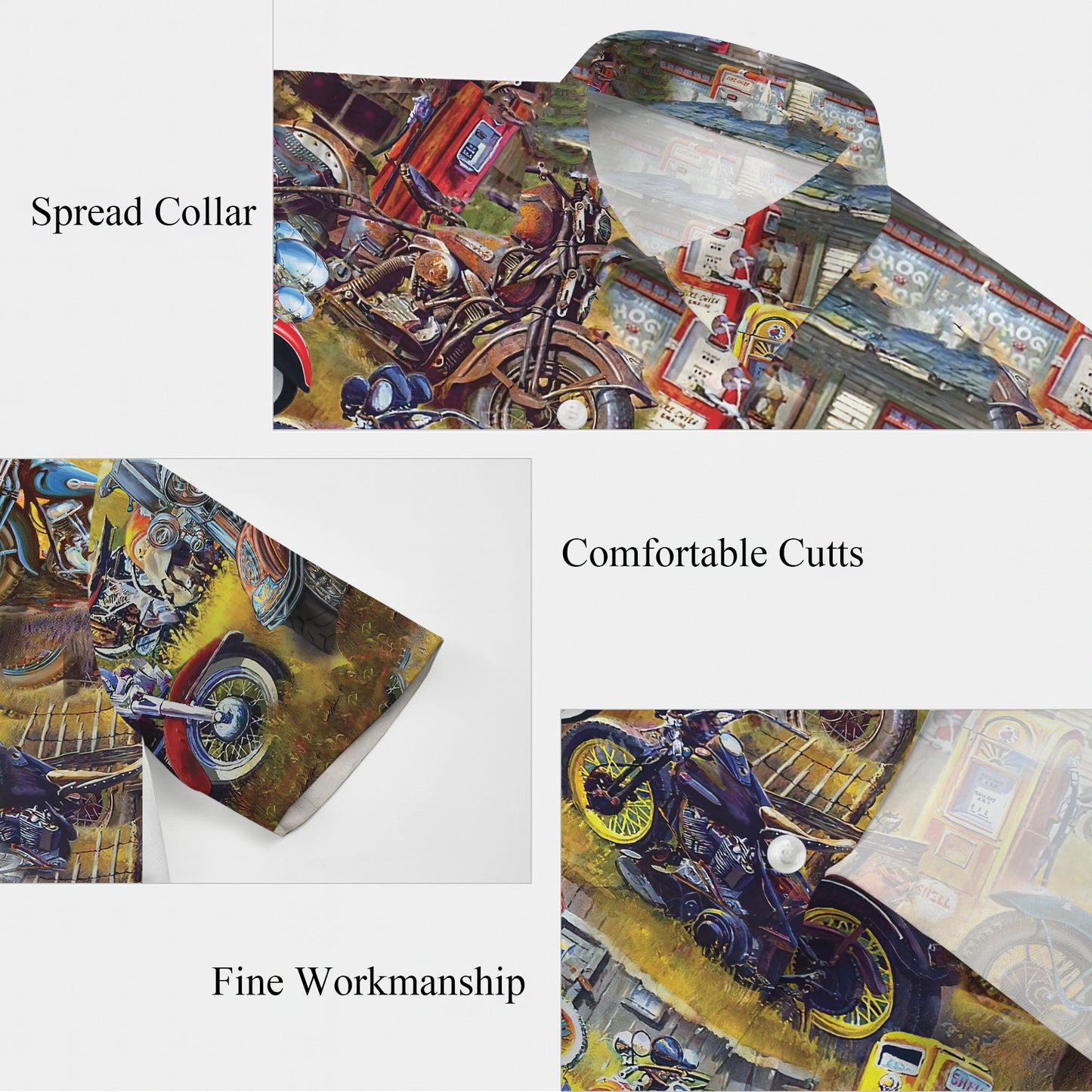 Vintage Motorcycle Biker Hawaiian Shirt for Men & Women Retro Aloha
