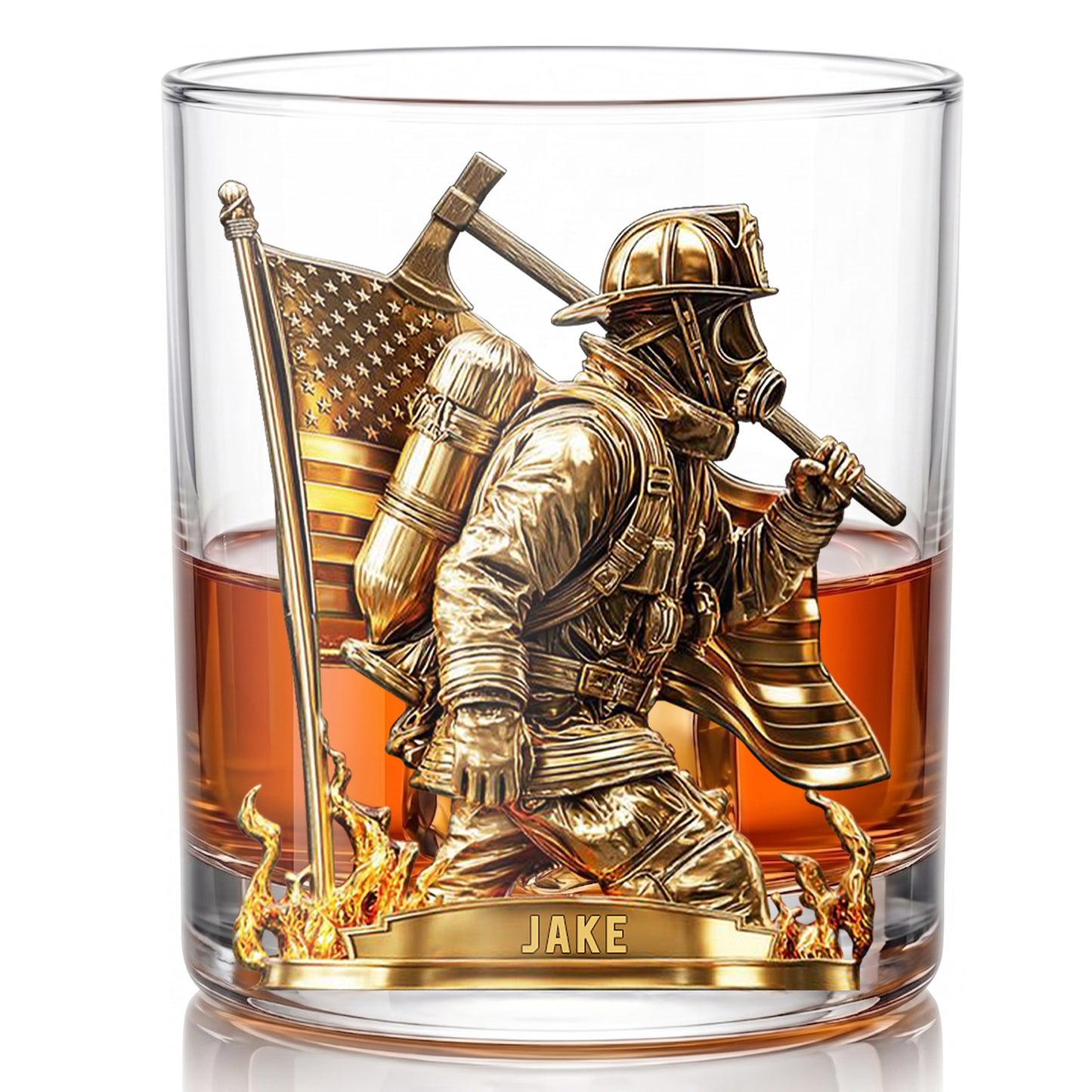 Personalized Firefighter Whiskey Glass - Custom Name & Hero Design