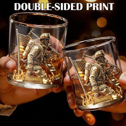 Personalized Firefighter Whiskey Glass - Custom Name & Hero Design