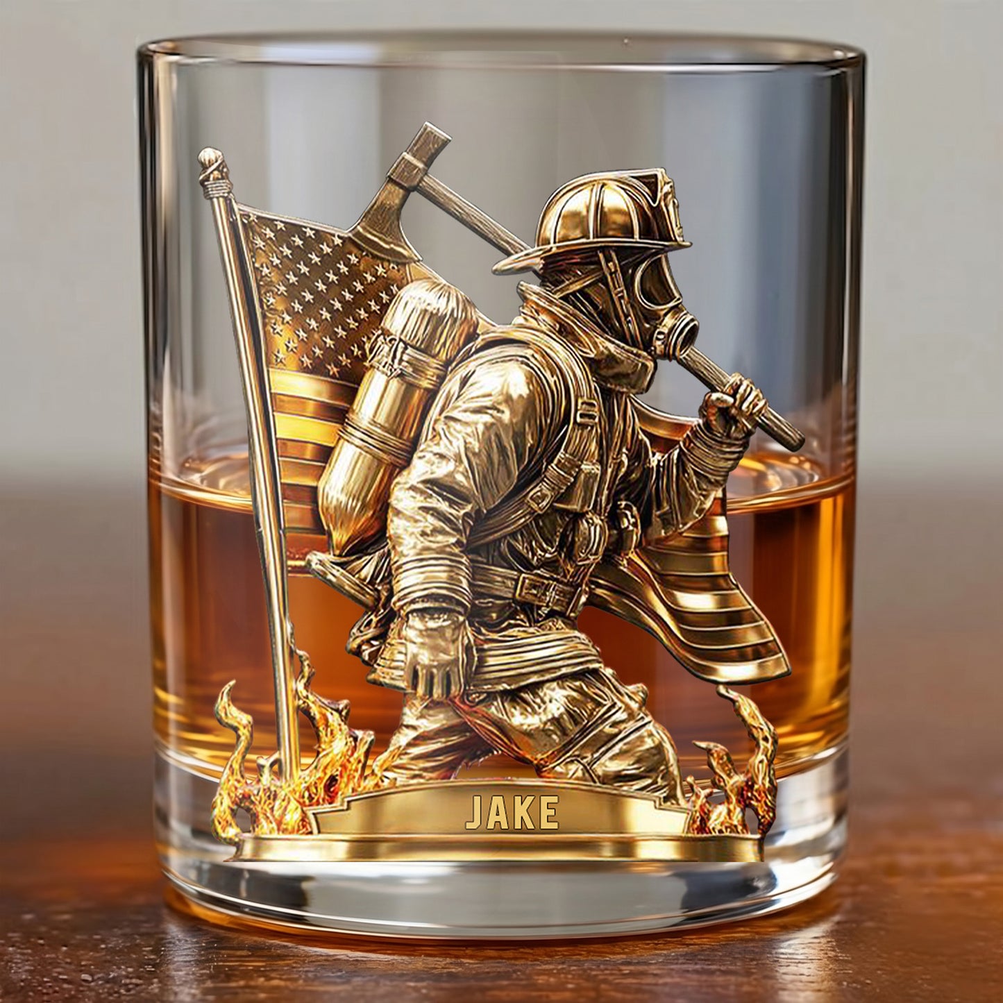 Personalized Firefighter Whiskey Glass - Custom Name & Hero Design