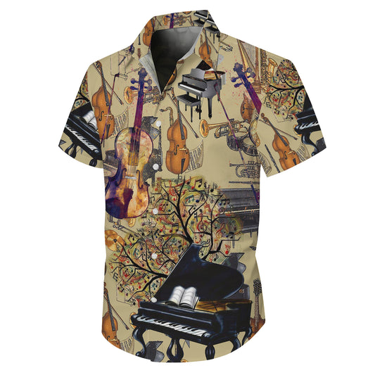 Vintage Music Instrument Hawaiian Shirt for Men & Women Retro Aloha