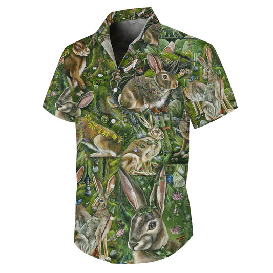 Woodland Forest Rabbit Hawaiian Shirt for Men & Women Nature Aloha