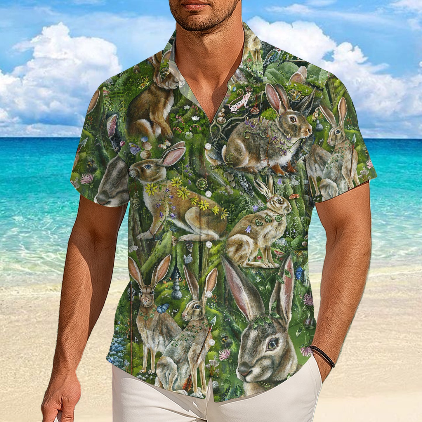 Woodland Forest Rabbit Hawaiian Shirt for Men & Women Nature Aloha