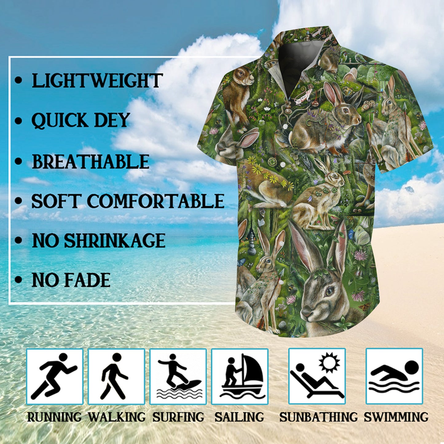 Woodland Forest Rabbit Hawaiian Shirt for Men & Women Nature Aloha