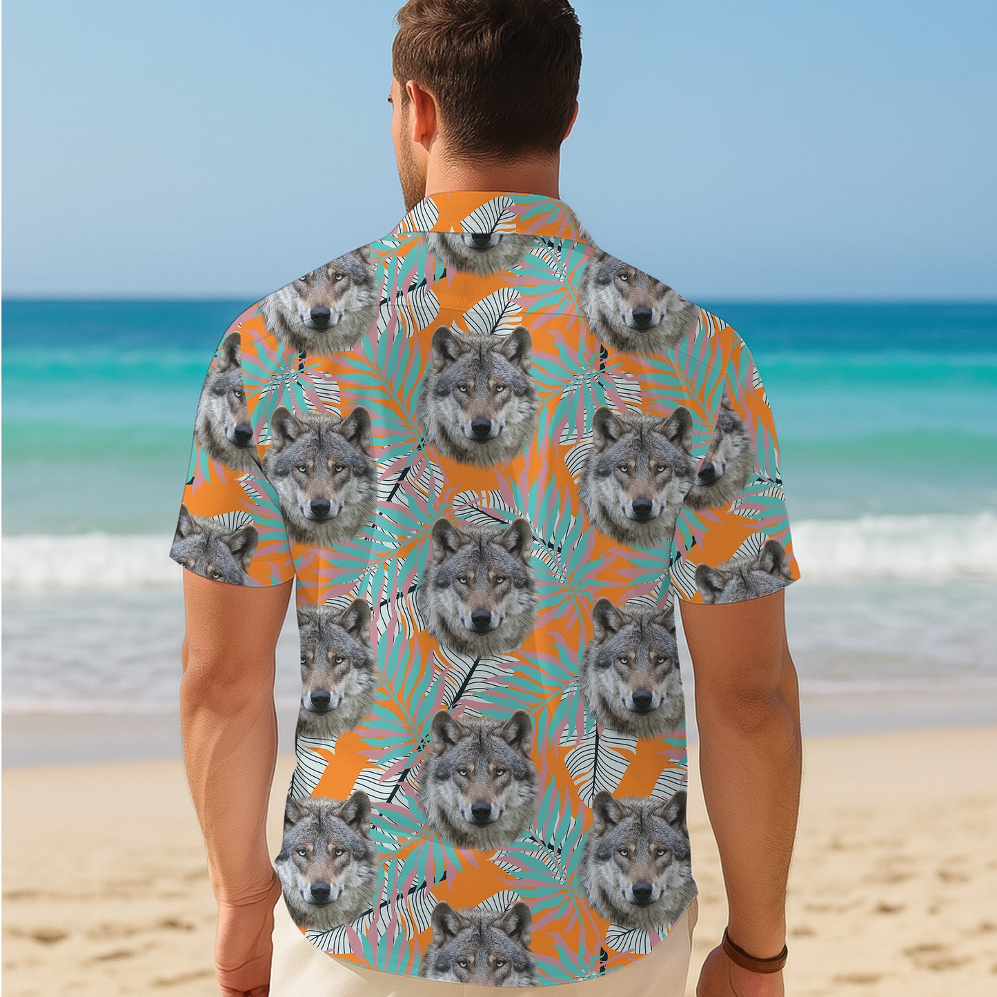 Tropical Wolf Palm Leaf Hawaiian Shirt for Men & Women Wild Aloha