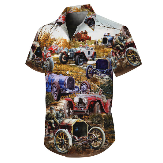 Vintage Classic Racing Car Hawaiian Shirt for Men & Women Retro Aloha