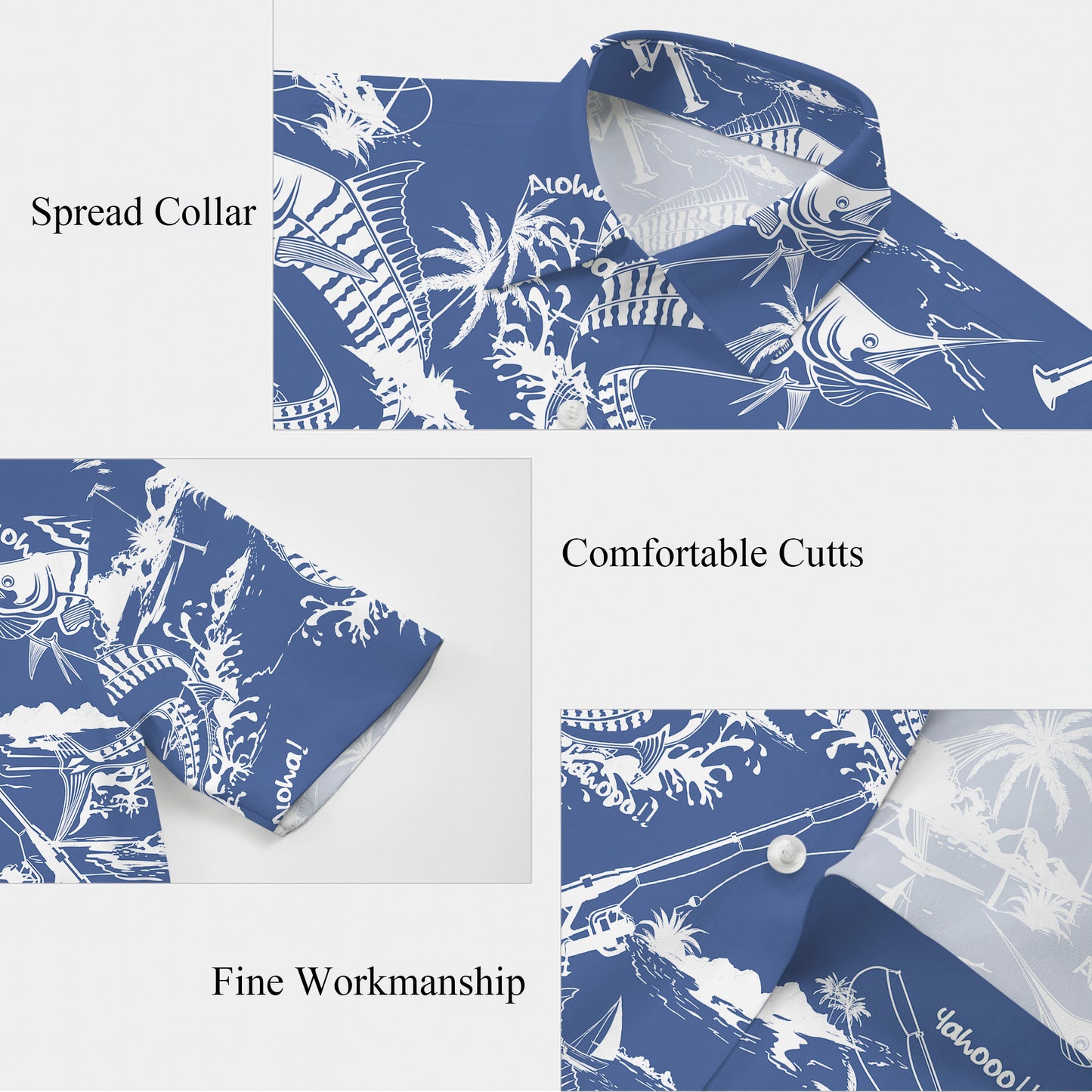 Deep Sea Marlin Fishing Hawaiian Shirt for Men & Women Blue Aloha