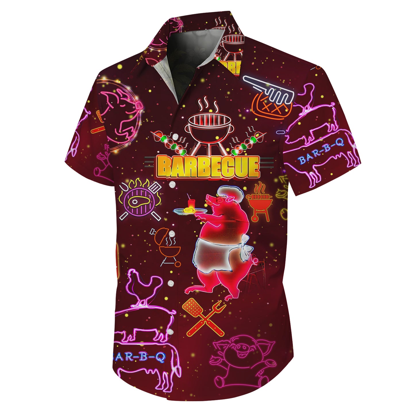 Neon BBQ Grilling Hawaiian Shirt for Men & Women Summer Barbecue Aloha