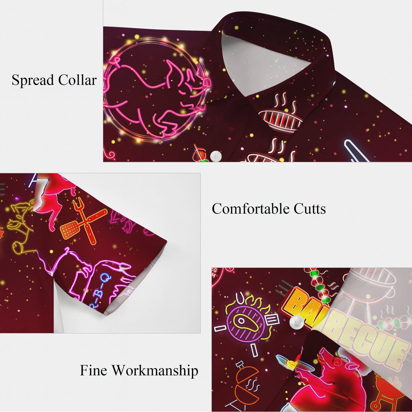 Neon BBQ Grilling Hawaiian Shirt for Men & Women Summer Barbecue Aloha