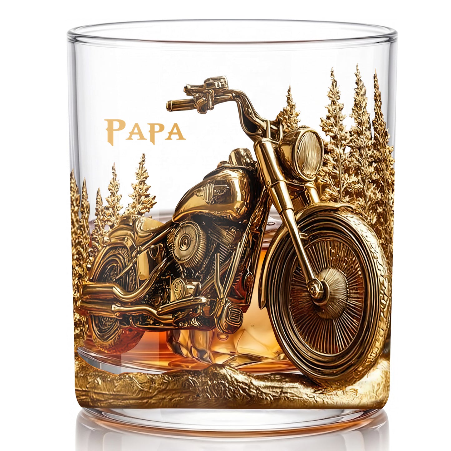 Personalized Motorcycle Cruiser Whiskey Glass - Custom Papa Gift