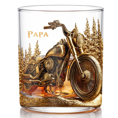 Personalized Motorcycle Cruiser Whiskey Glass - Custom Papa Gift