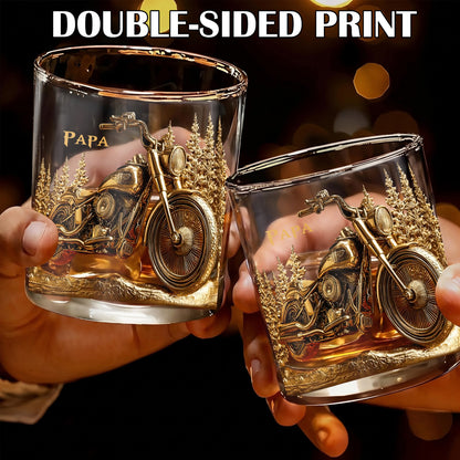 Personalized Motorcycle Cruiser Whiskey Glass - Custom Papa Gift