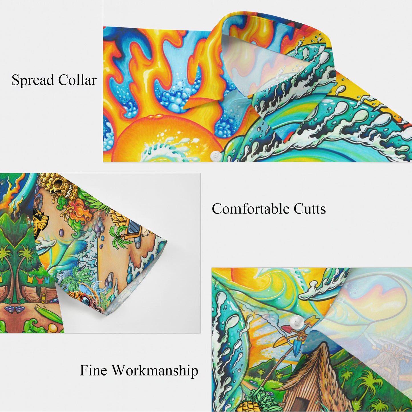 Psychedelic Pineapple Skull Surf Hawaiian Shirt for Men & Women Aloha
