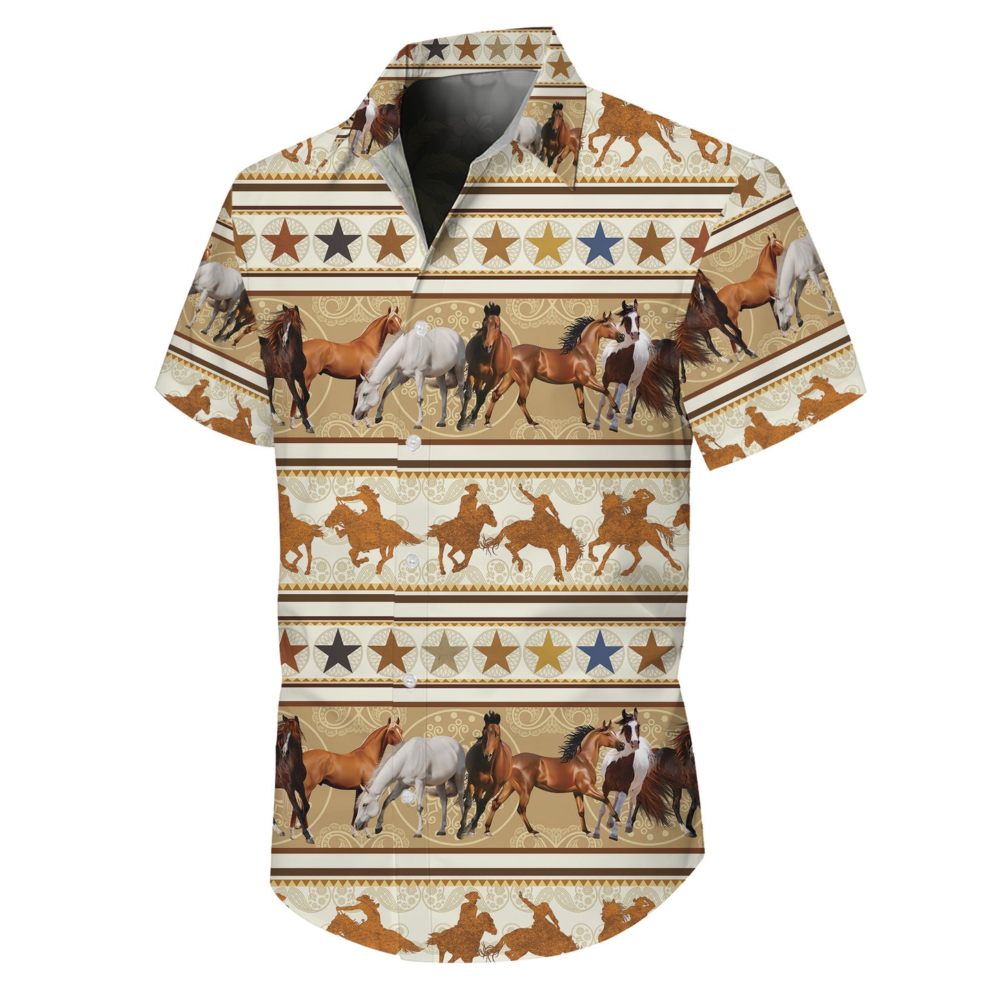 Western Cowboy Horse Rodeo Hawaiian Shirt for Men & Women Country Aloha