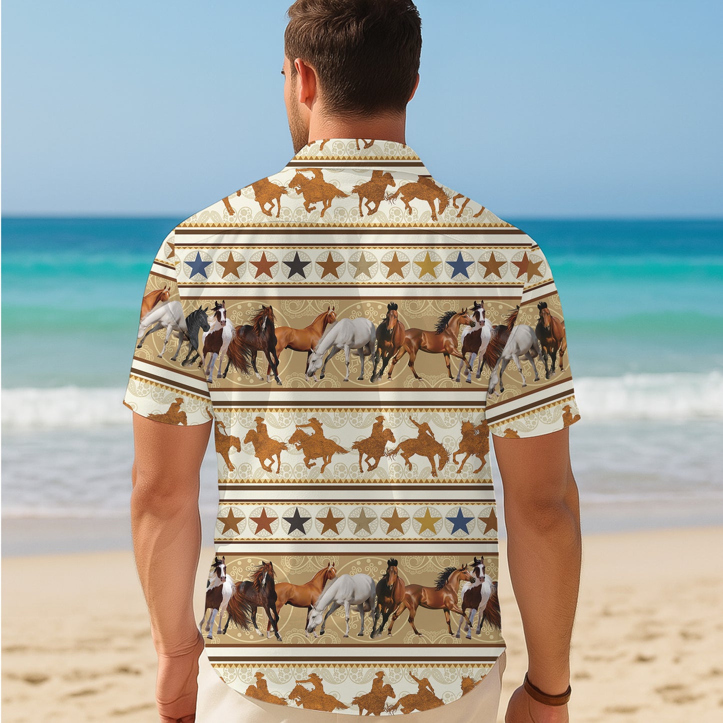 Western Cowboy Horse Rodeo Hawaiian Shirt for Men & Women Country Aloha