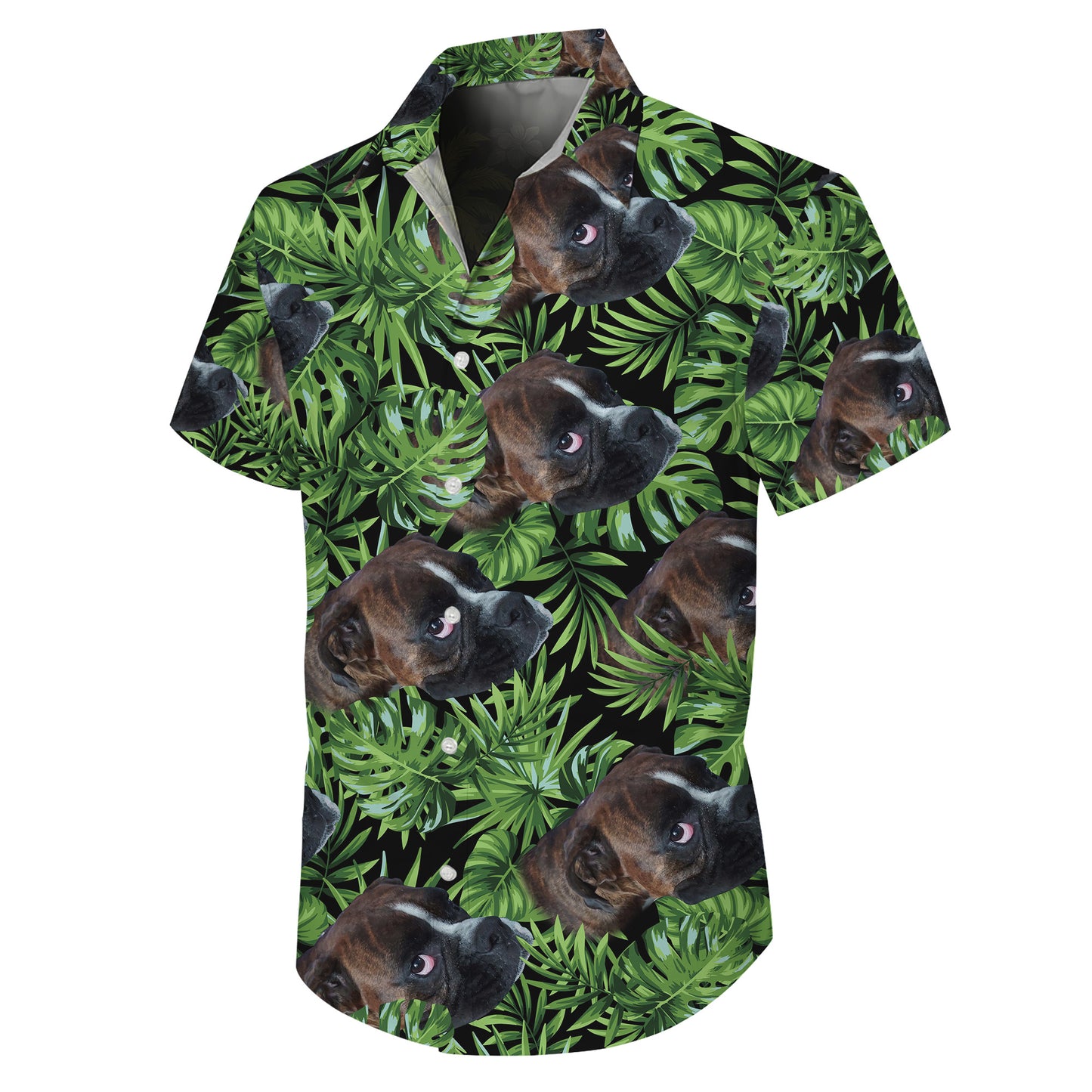 Boxer Dog Tropical Palm Leaf Hawaiian Shirt for Men & Women Green Aloha