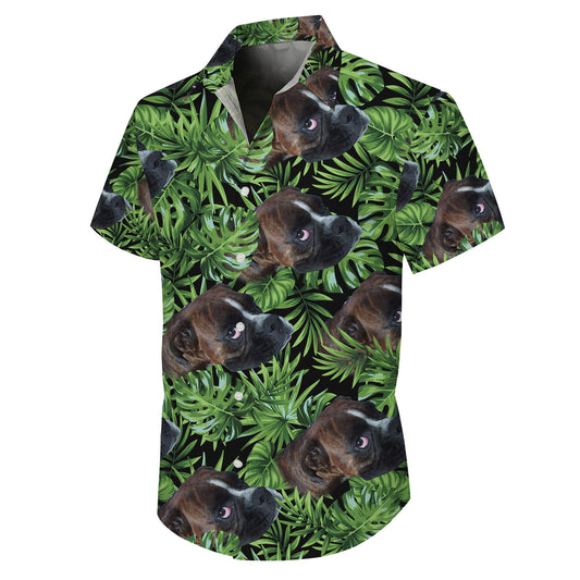 Boxer Dog Tropical Palm Leaf Hawaiian Shirt for Men & Women Green Aloha