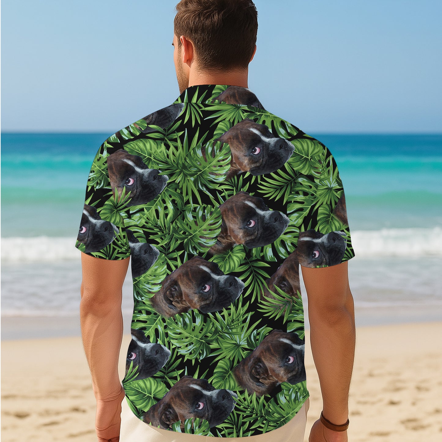 Boxer Dog Tropical Palm Leaf Hawaiian Shirt for Men & Women Green Aloha