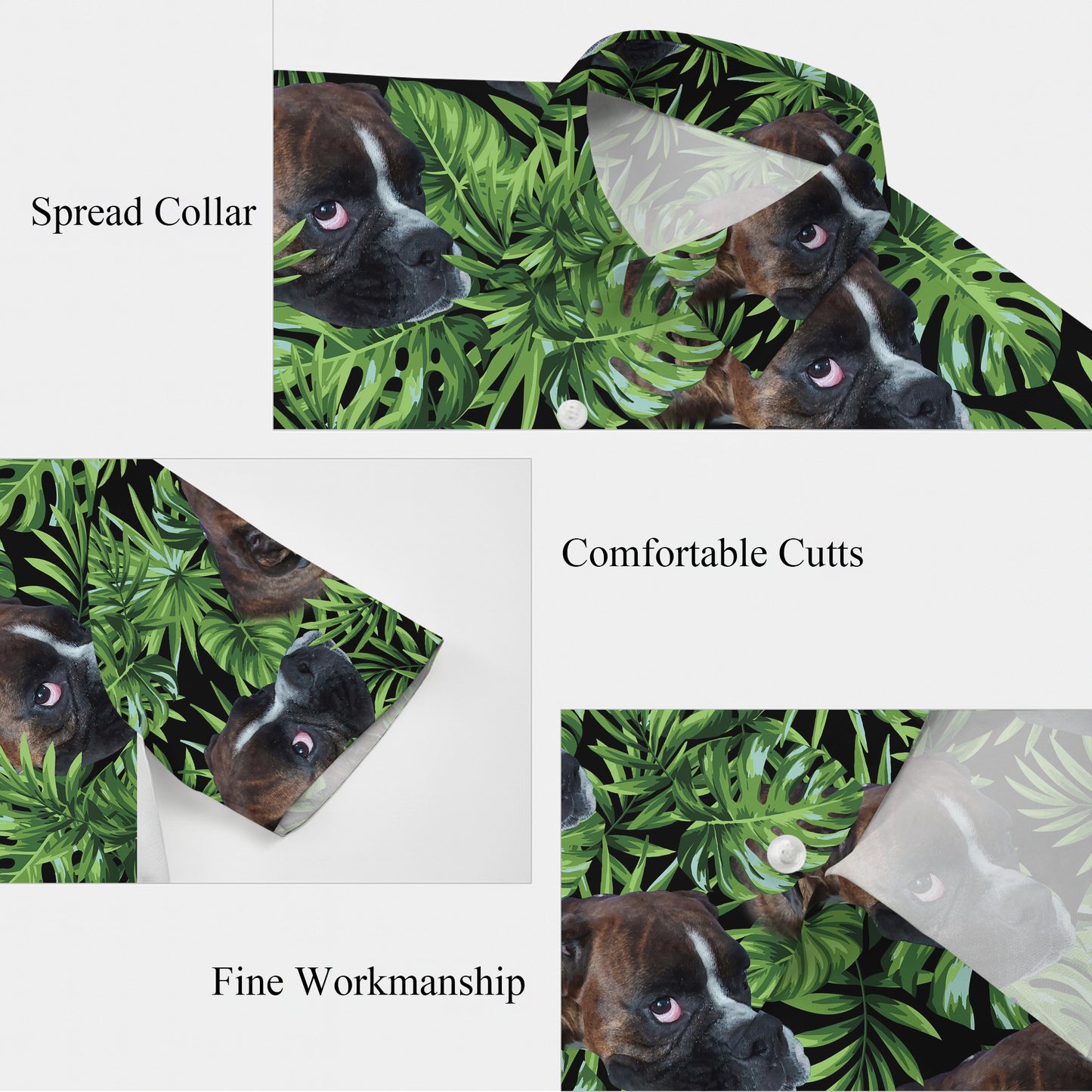 Boxer Dog Tropical Palm Leaf Hawaiian Shirt for Men & Women Green Aloha