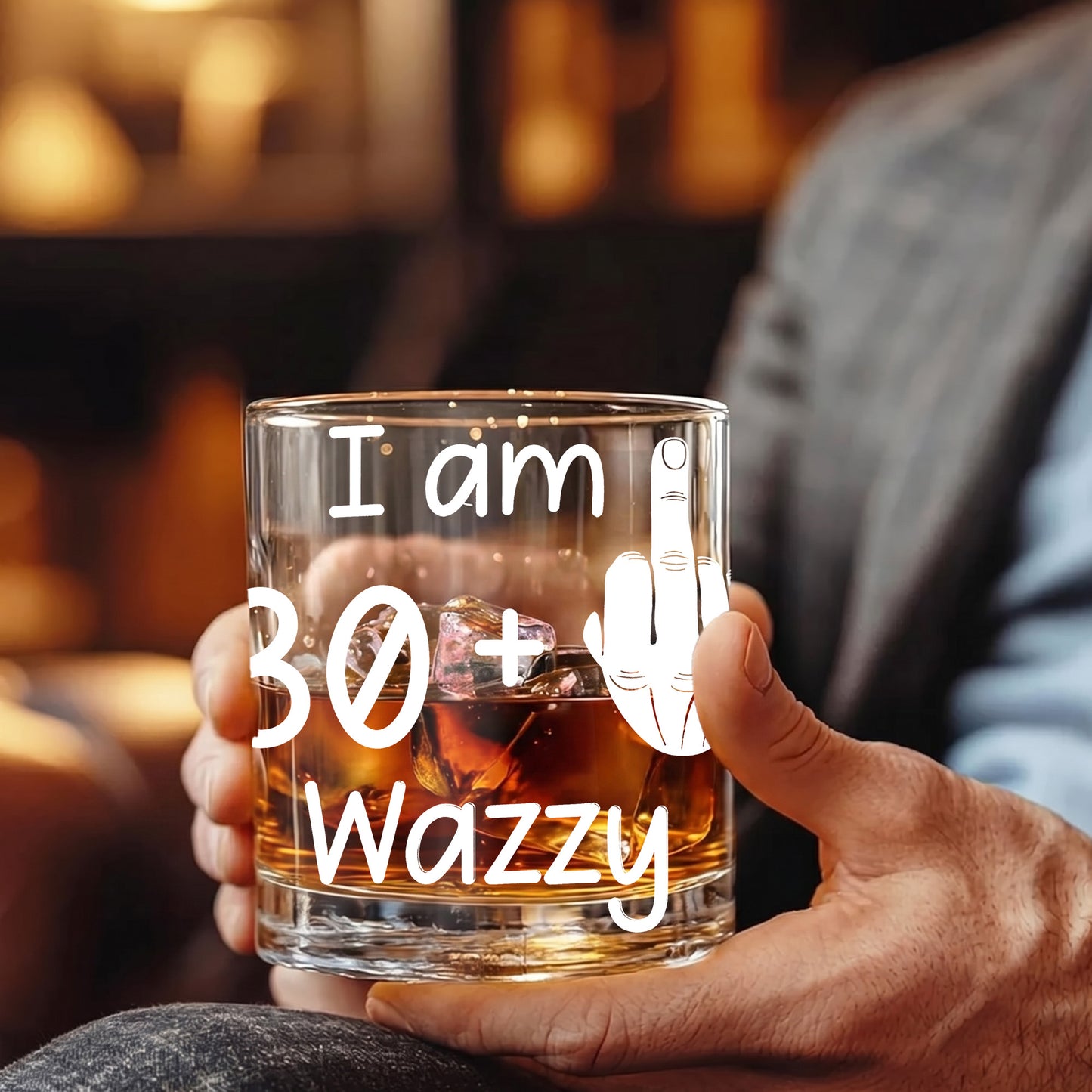 Personalized Funny Birthday Whiskey Glass - Middle Finger Gag Gift