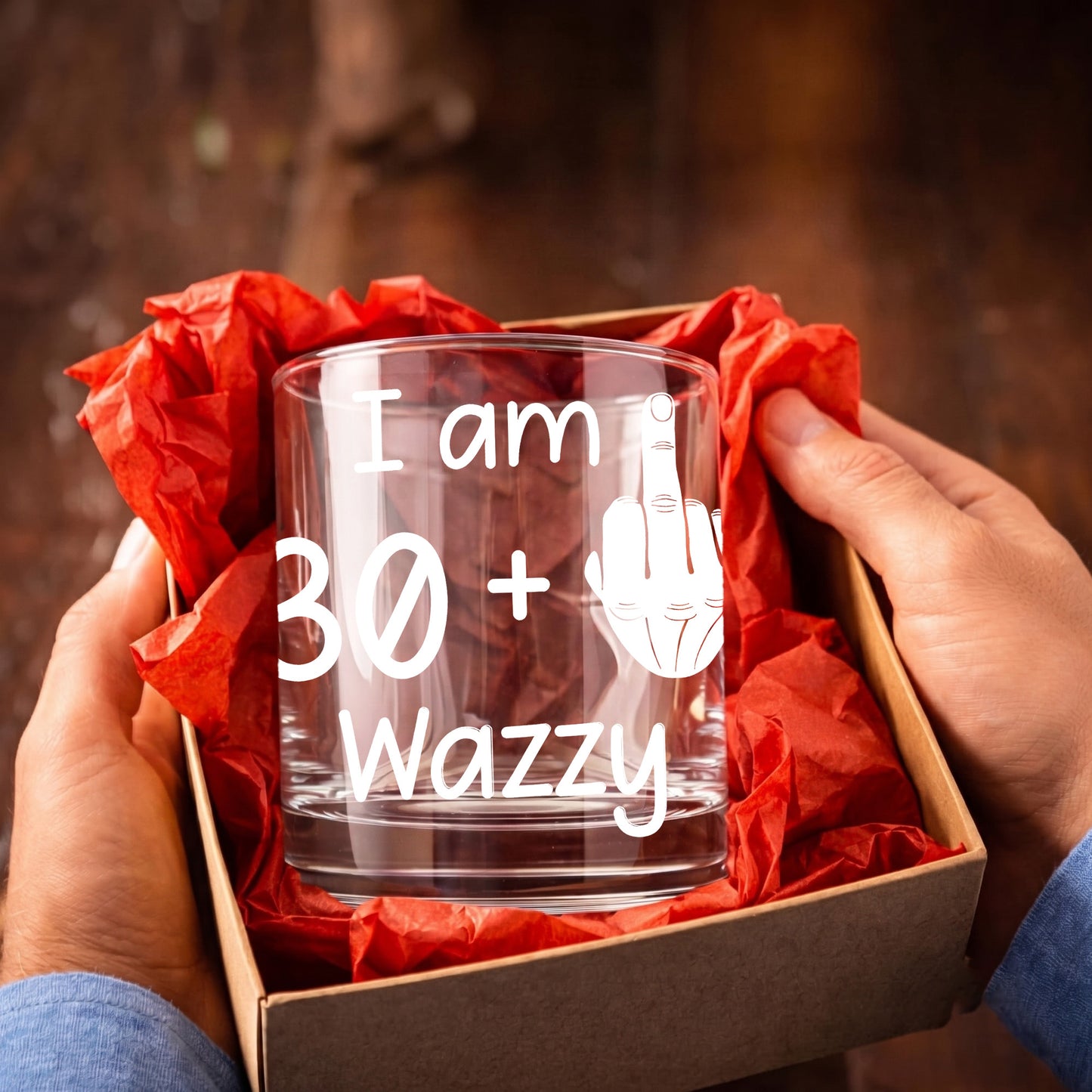 Personalized Funny Birthday Whiskey Glass - Middle Finger Gag Gift