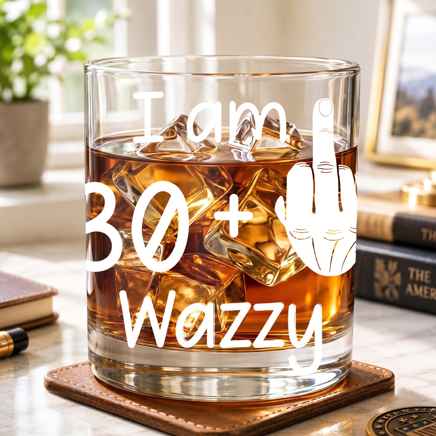 Personalized Funny Birthday Whiskey Glass - Middle Finger Gag Gift
