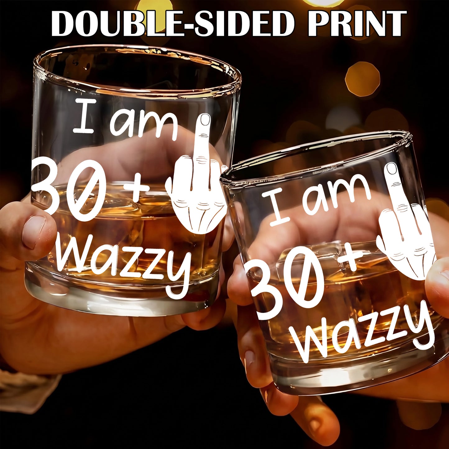 Personalized Funny Birthday Whiskey Glass - Middle Finger Gag Gift