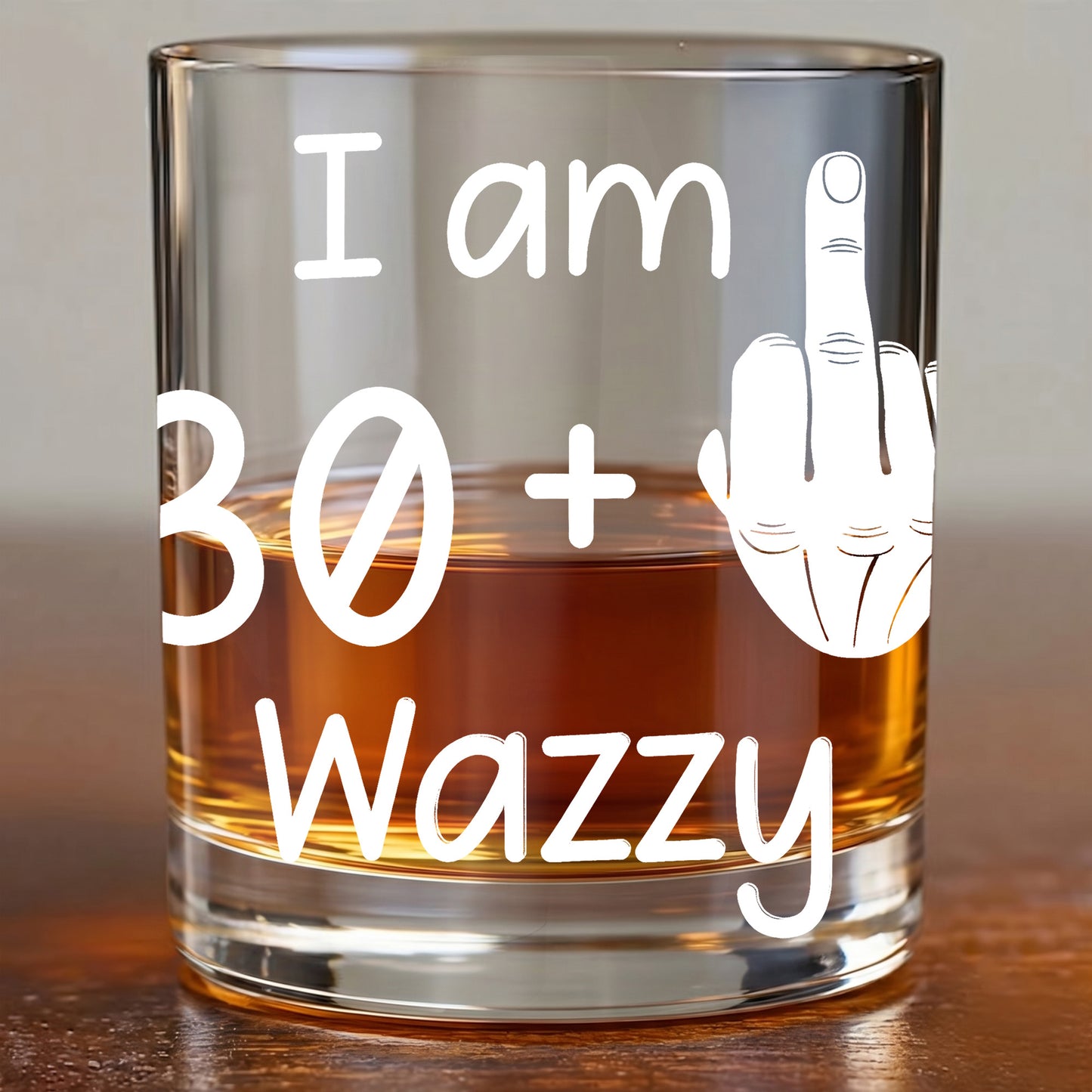 Personalized Funny Birthday Whiskey Glass - Middle Finger Gag Gift