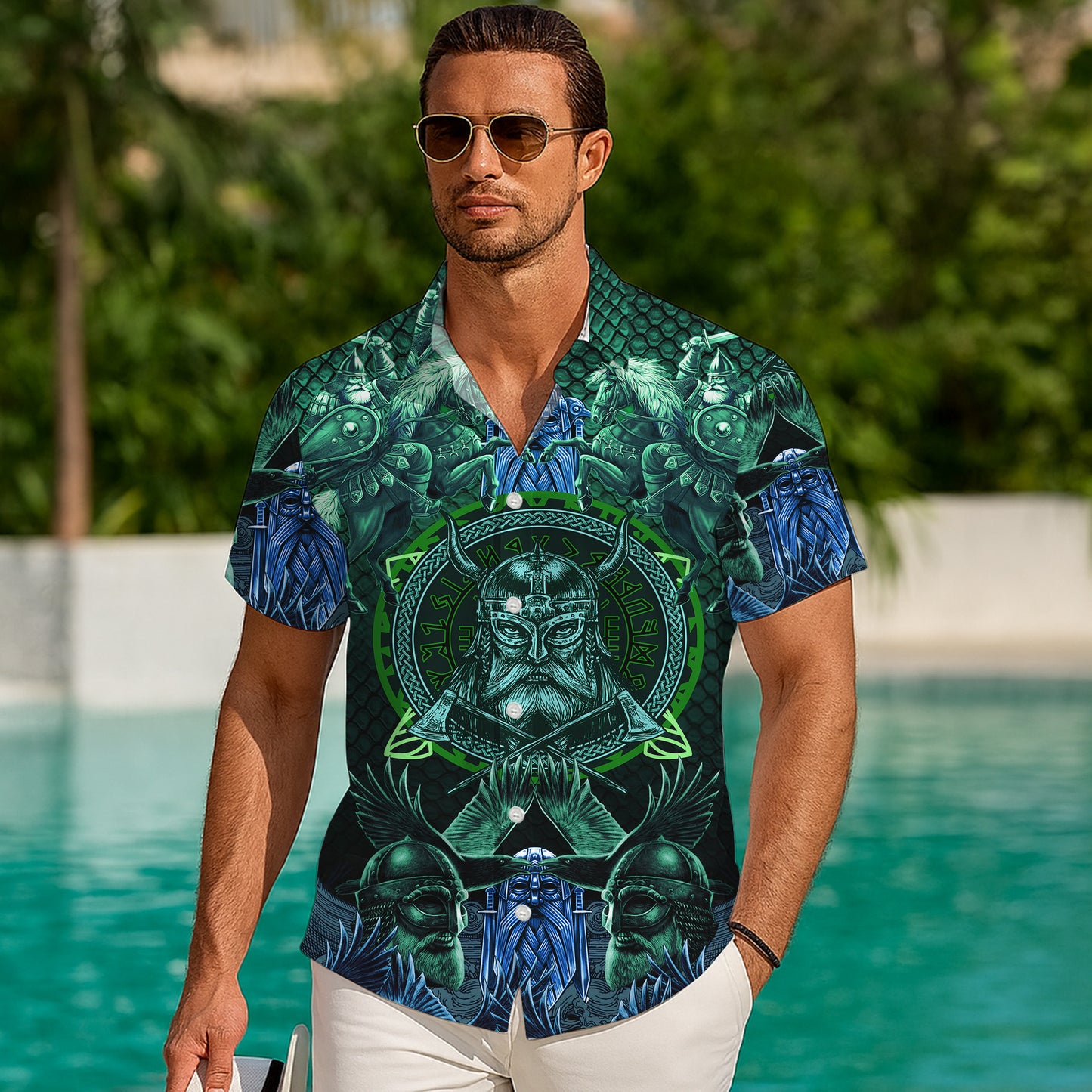 Nordic Viking Warrior Hawaiian Shirt for Men & Women Valhalla Aloha