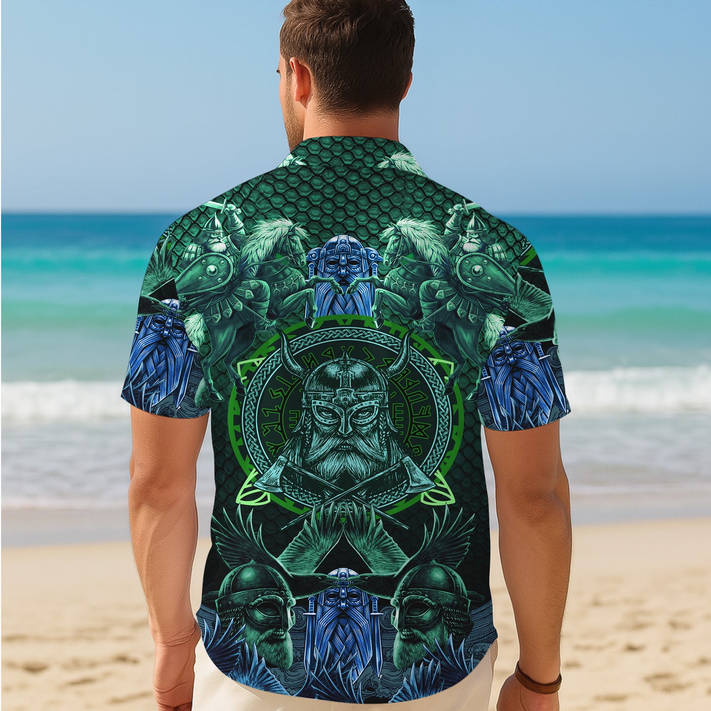 Nordic Viking Warrior Hawaiian Shirt for Men & Women Valhalla Aloha