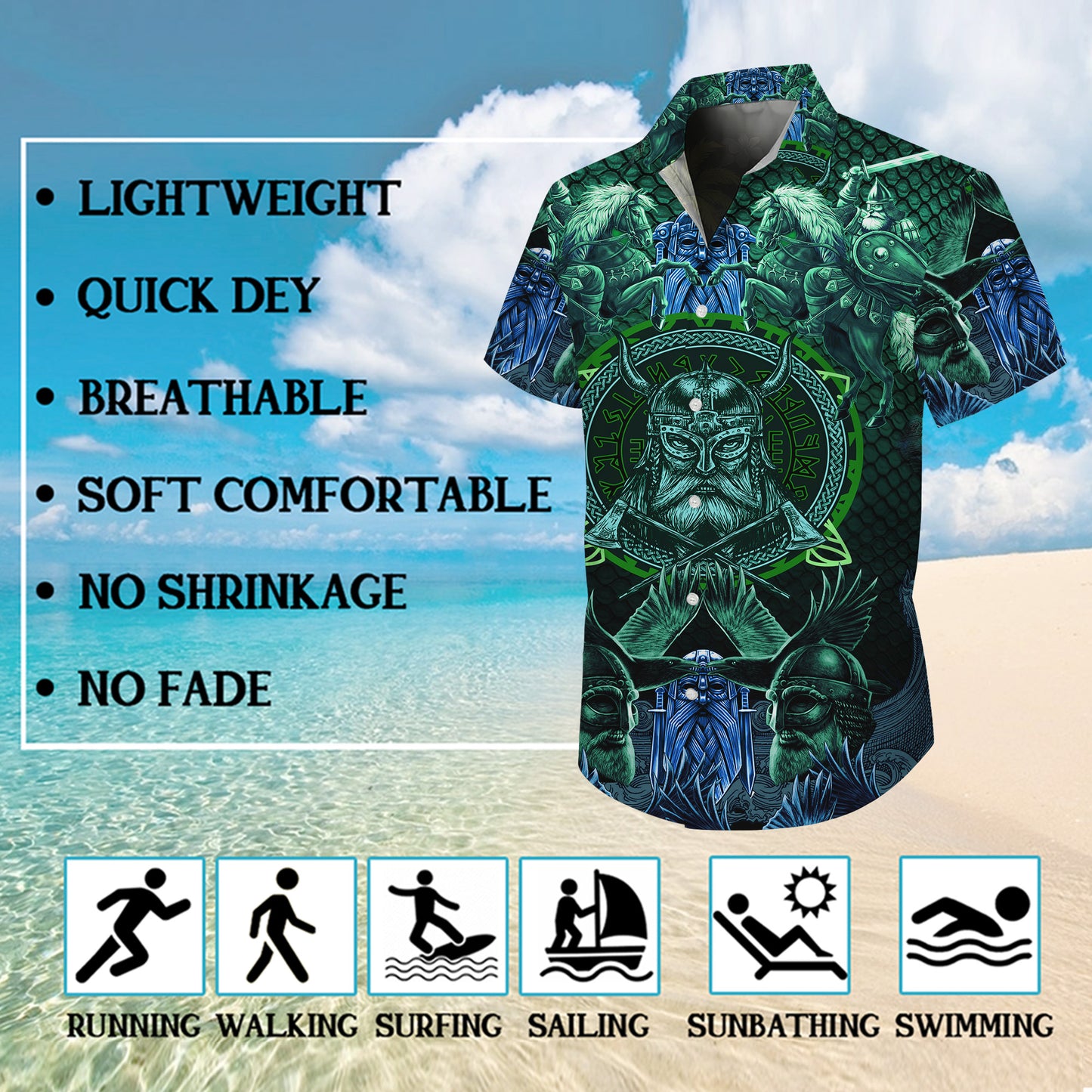 Nordic Viking Warrior Hawaiian Shirt for Men & Women Valhalla Aloha