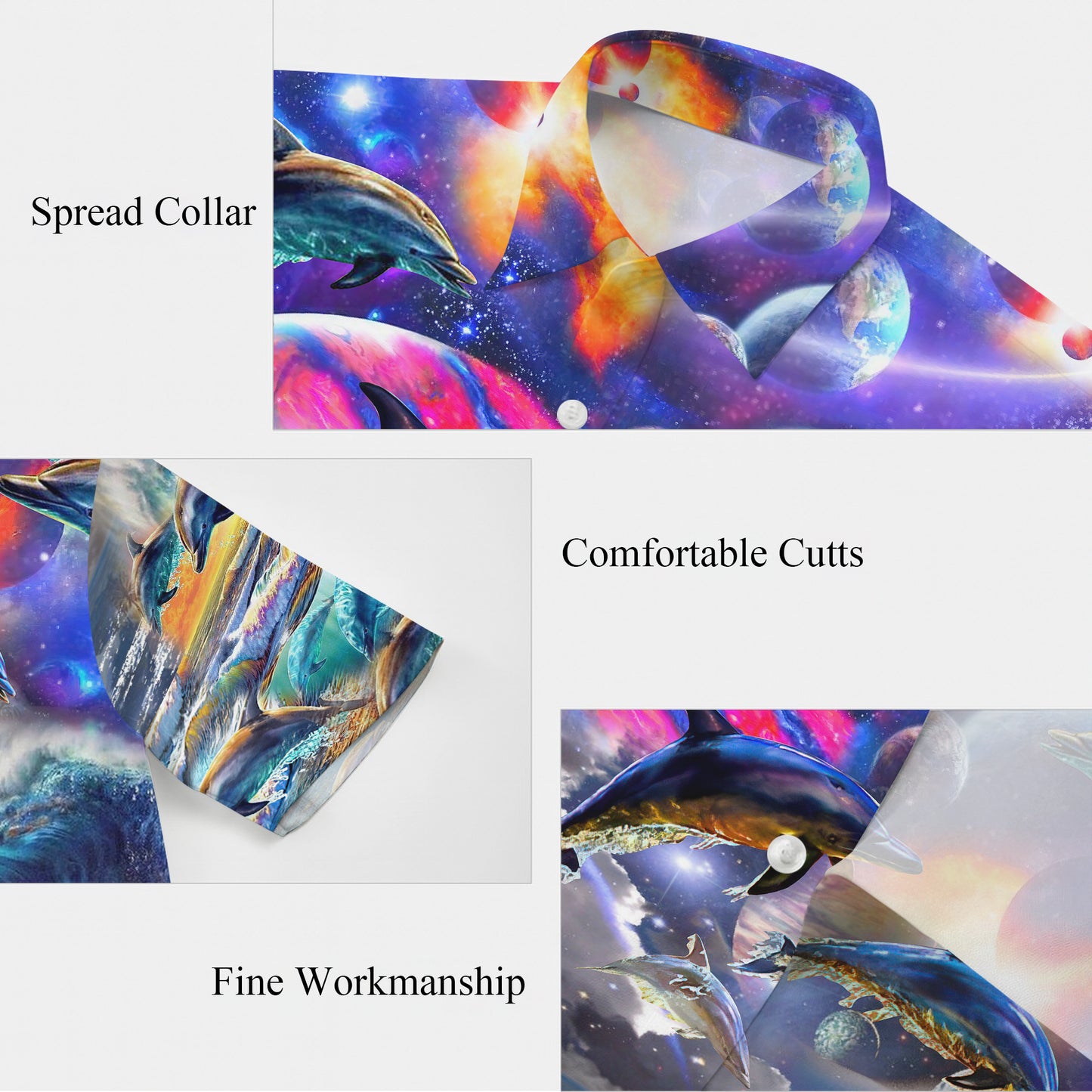 Cosmic Dolphin Galaxy Hawaiian Shirt for Men & Women Space Ocean Aloha