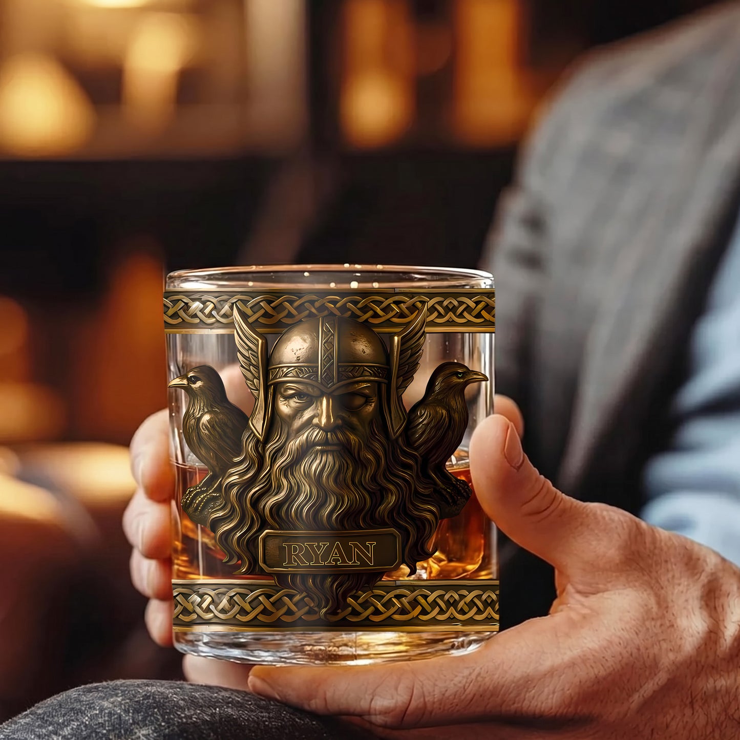 Personalized Viking Allfather Whiskey Glass - Custom Odin Design
