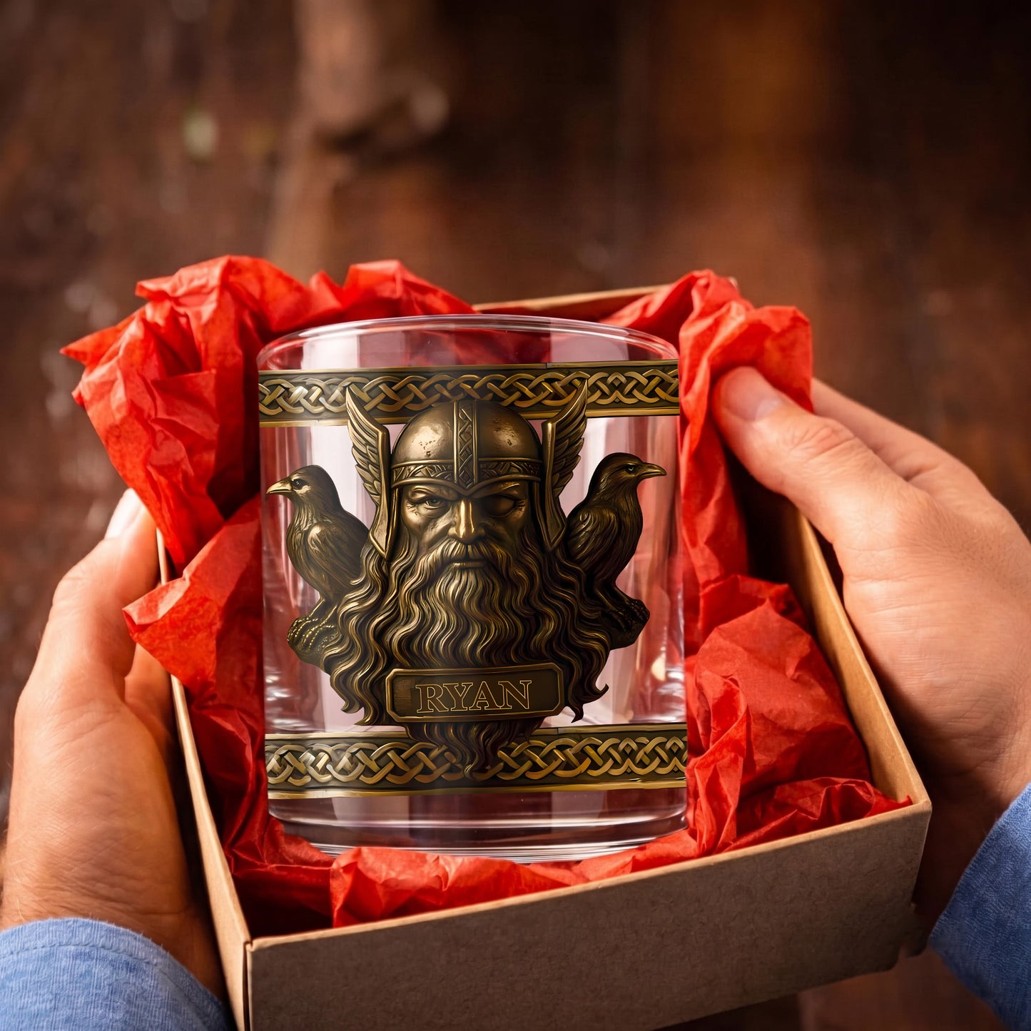 Personalized Viking Allfather Whiskey Glass - Custom Odin Design