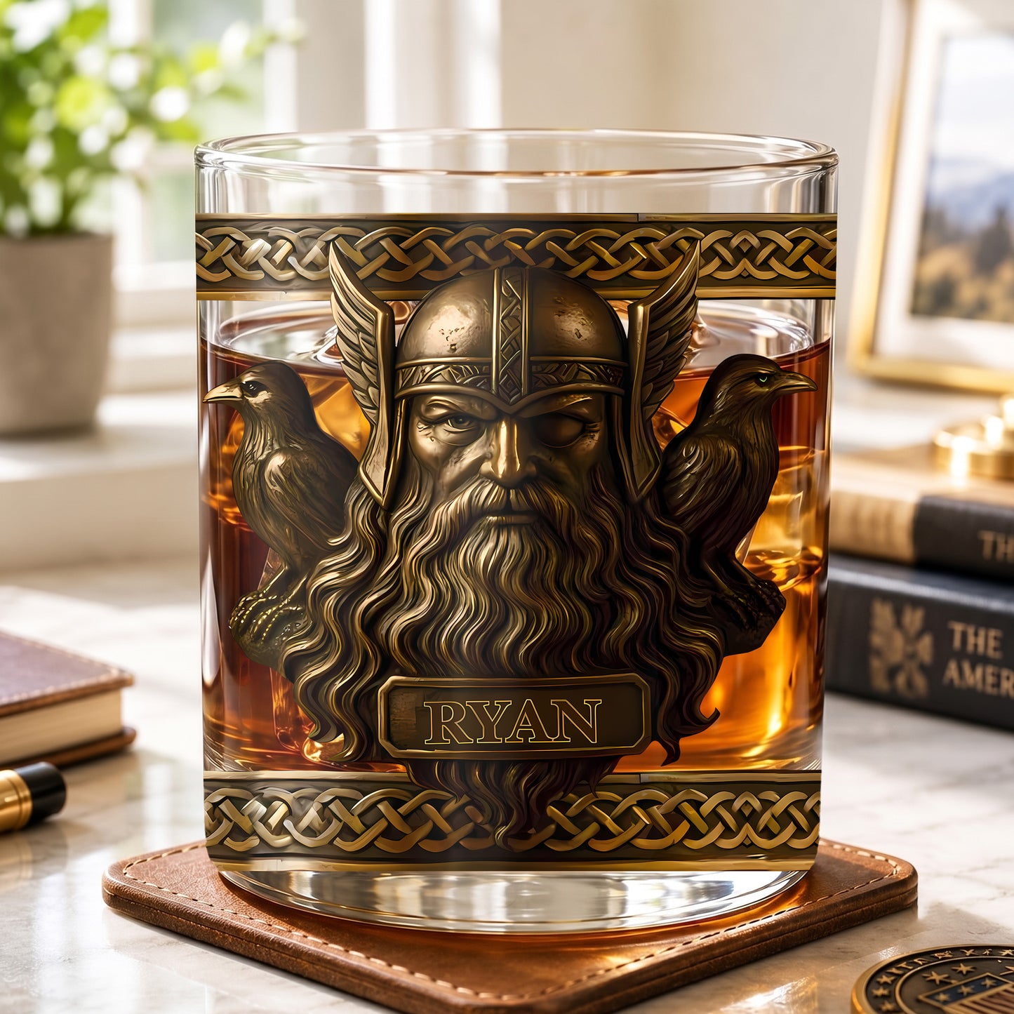 Personalized Viking Allfather Whiskey Glass - Custom Odin Design