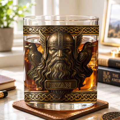 Personalized Viking Allfather Whiskey Glass - Custom Odin Design